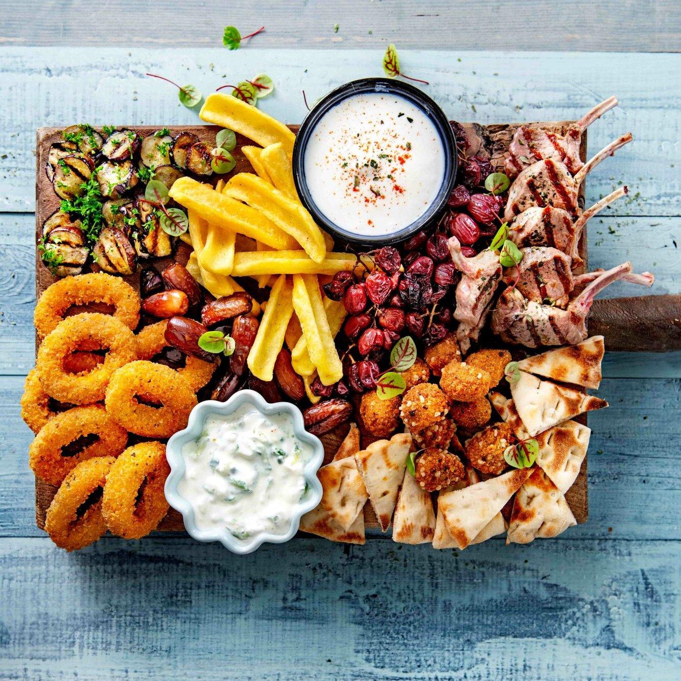 Greek mezze sharing platter