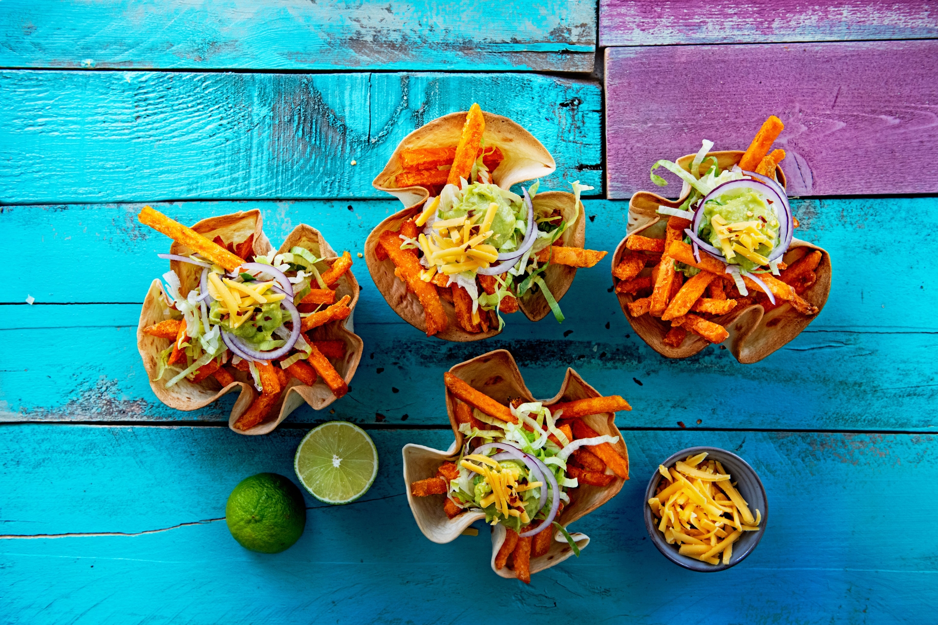 Tortilla wraps with sweet potato fries 