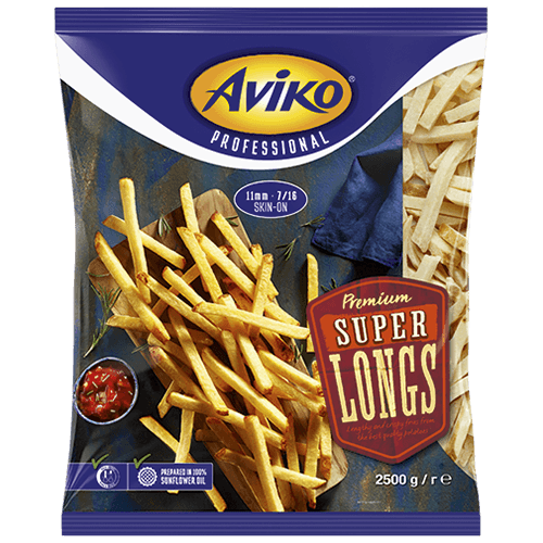 806919 Aviko Premium Super Longs Fries 11mm skin on 2500g