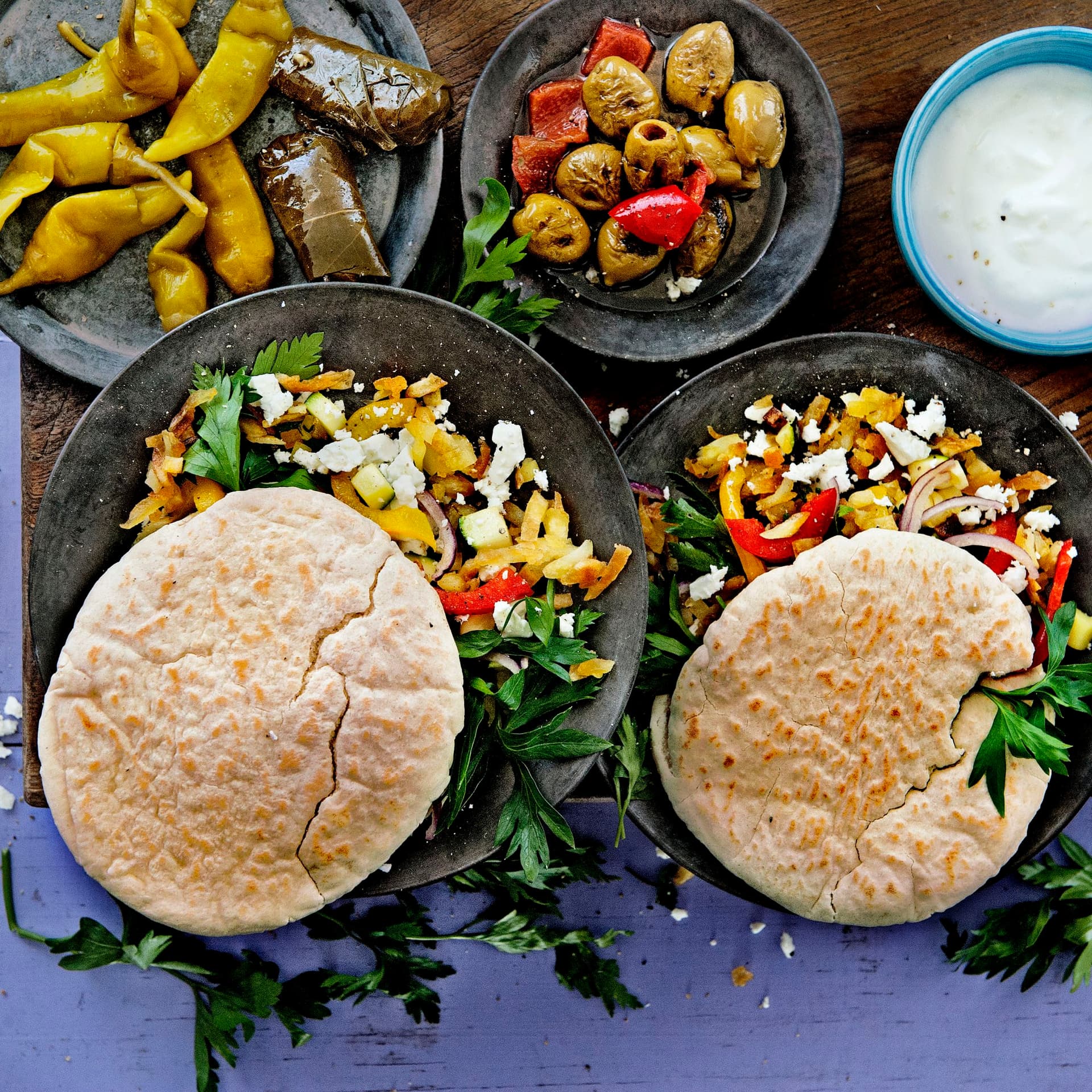 Greek pita with gyros and Aviko potato